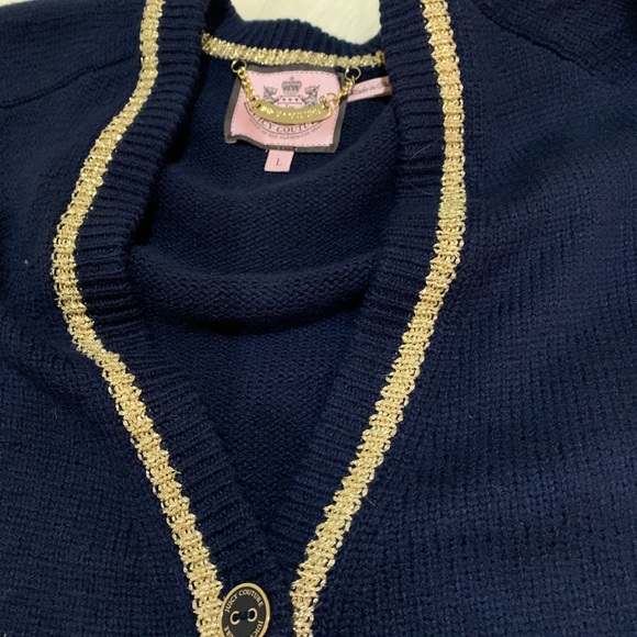 Juicy Couture Navy and Gold Cardigan Sweater ❄️ - Picture 2 of 8